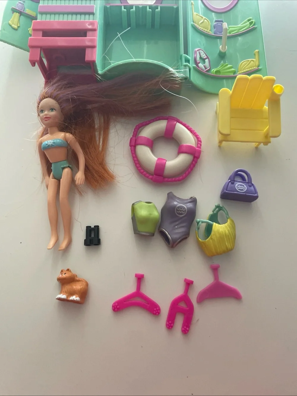 VTG Y2K Mattel Polly Pocket Splashin' Fashion Super Slide Lifeguard Tower Lot